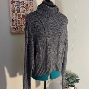 Peace of Cloth Charcoal Cable Knit Turtleneck Sweater